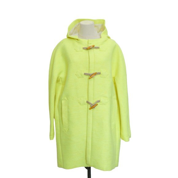 J. CREW COLLECTION Neon Yellow Textured Basket-Weave NWOT Toggle Coat Size 12 - Picture 8 of 16